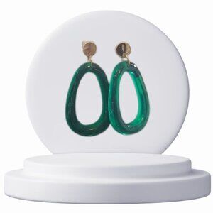 NWT Gap Emerald Green Resin Drops | Geometric Mid-Century Modern Earrings